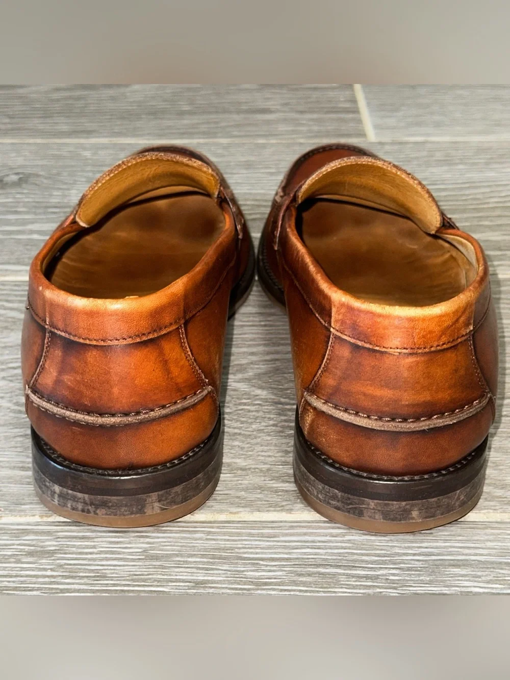 Mezlan Calfskin Penny Loafer Men’s 10.5M Cognac Slip On Shoes Hand Crafted
